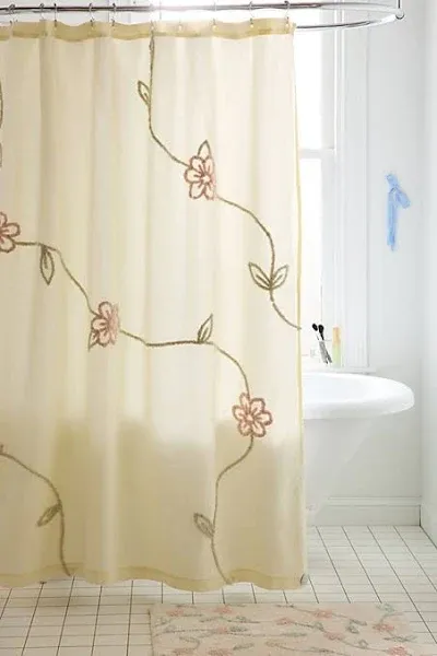 Urban Outfitters Falling Vines Floral Tufted Shower Curtain