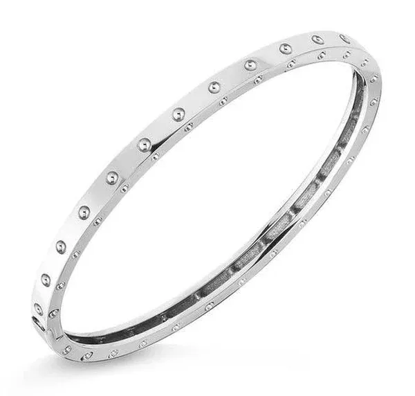 ROBERTO COIN Symphony Pois Moi 18K White Gold Hinged Bangle Bracelet