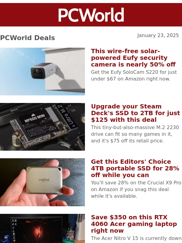 PCWorld - This wire-free solar-powered Eufy security camera is nearly 50% off