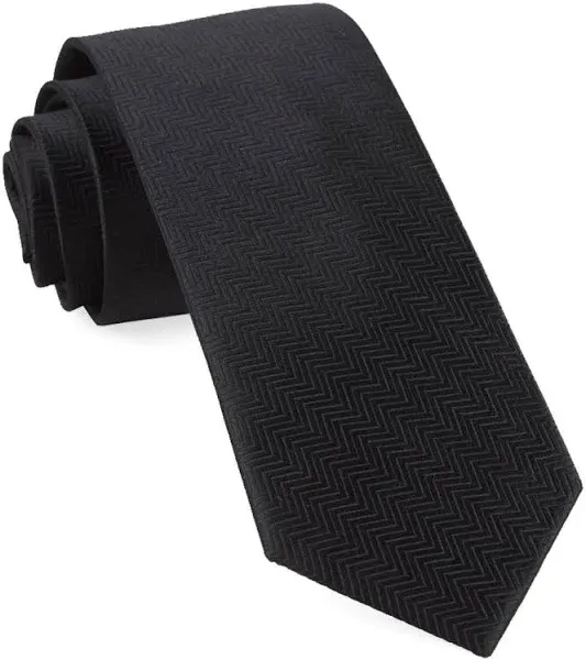 Men's Tie Bar Herringbone Tie Black