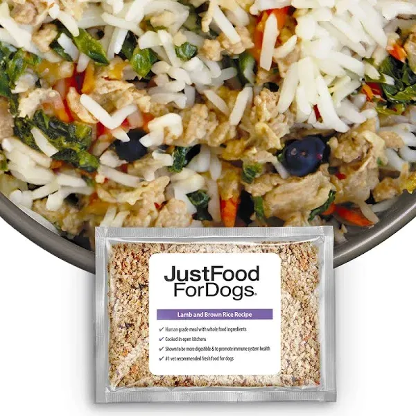 JustFoodForDogs Frozen Cooked Dog Food Lamb and Brown Rice