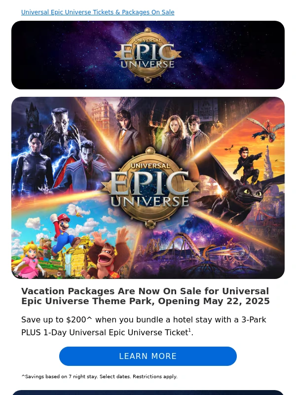 Universal Orlando - Universal Epic Universe Packages On Sale Now