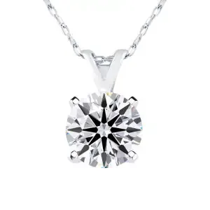 1Ct Diamond Solitaire Necklace In 14K White Gold