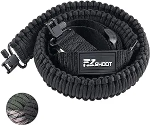 EZshoot 550 Paracord Sling Quick Adjust Two Point Sling Rifle Sling with Larger Opening Tri-Lock Swivels for Outdoor Sports Black
