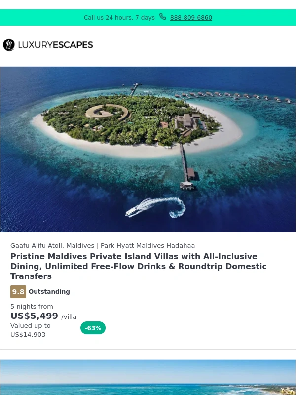 Luxury Escapes - Maldives Private Island Villas w. All-Inclusive Dining & Free-Flow Drinks ?