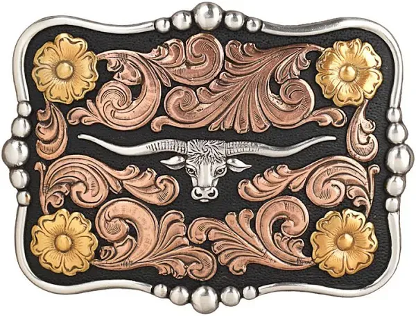 M&F Western Men's Nocona Rectangle Longhorn Belt Buckle