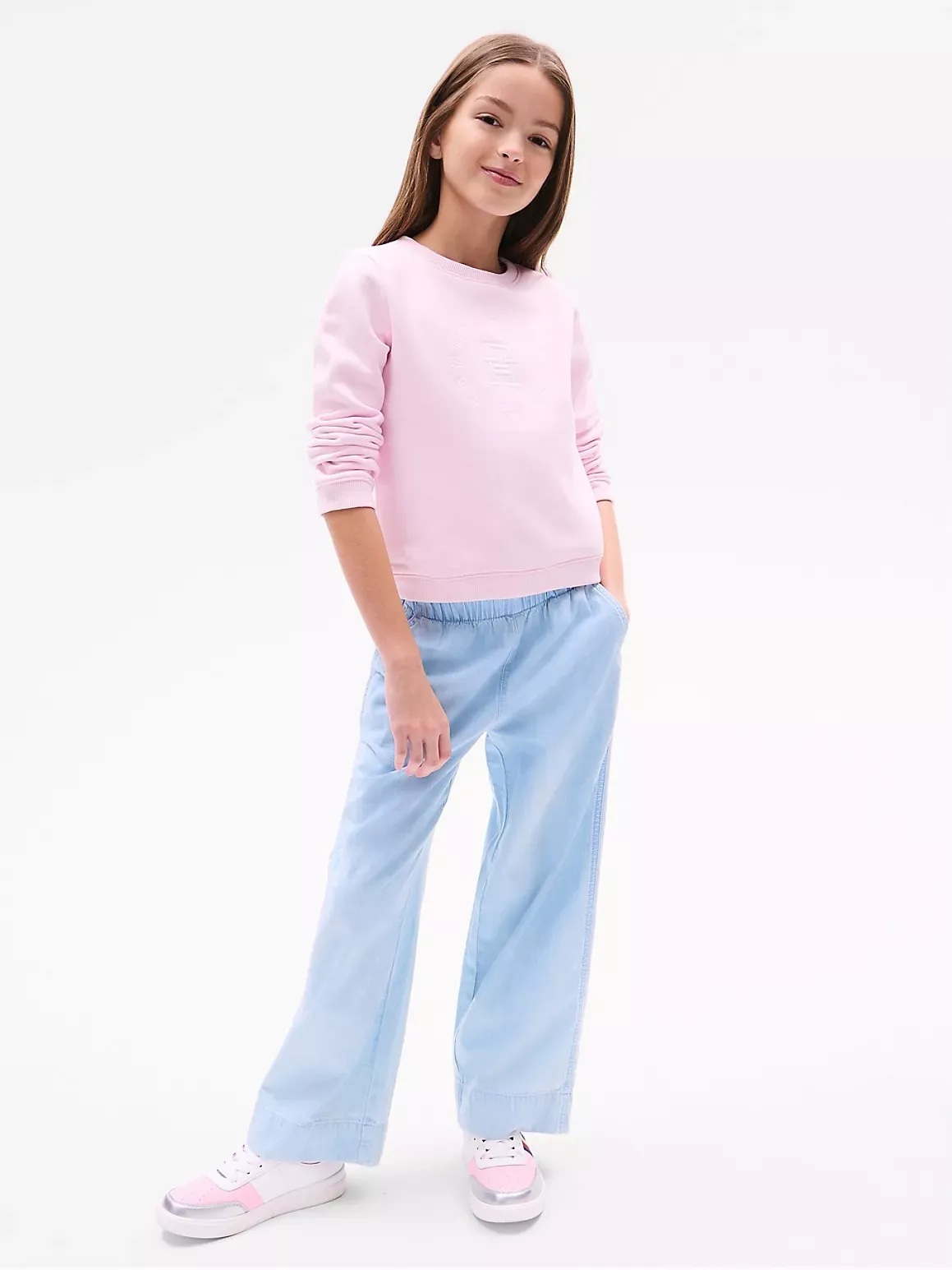 Tommy Hilfiger Girls' Kids' Wide Leg Pull-On Pant - Blue -