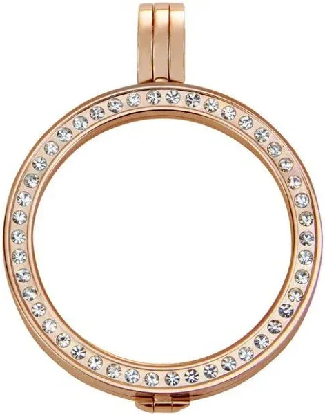 Quiges 33 mm coin pendant made of stainless steel with zirconia for women
