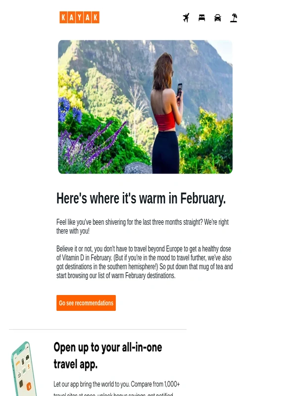 Kayak - Seeking heat and sun in February?