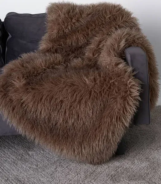 Ashley Stewart Plus Size Faux Mongolian Fur Throw