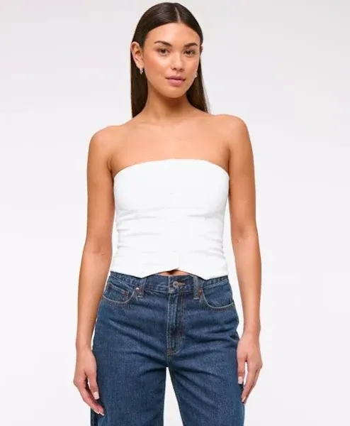 Abercrombie & Fitch Women's Strapless Cropped Vest Top