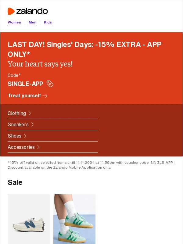 Zalando - Last chance: extra 15% off on APP only