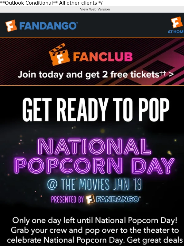 Fandango - Tomorrow is National Popcorn Day!