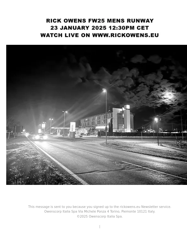 Rick Owens - RICK OWENS FW25 MENS RUNWAY LIVE STREAMING
