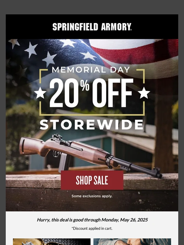 Springfield Armory - Save 20% Storewide! - Memorial Day Savings Start Now