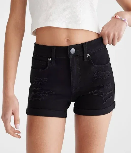 Aeropostale Women's Flex Effects High-Rise Denim Midi Shorts