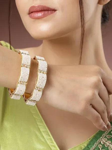 Women's Gold-Plated Pearl Bangles