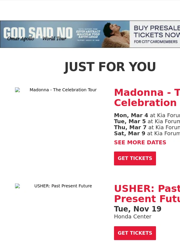 Live Nation - Your Upcoming Concert Lineup: Madonna,USHER,Netflix Is A Joke: The Festival