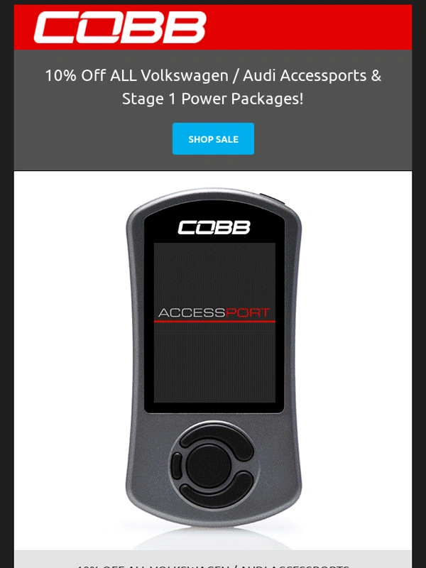 COBB Tuning - March Madness: Save 10% Off All Volkswagen / Audi Accessports & Stage 1 Power Packages!