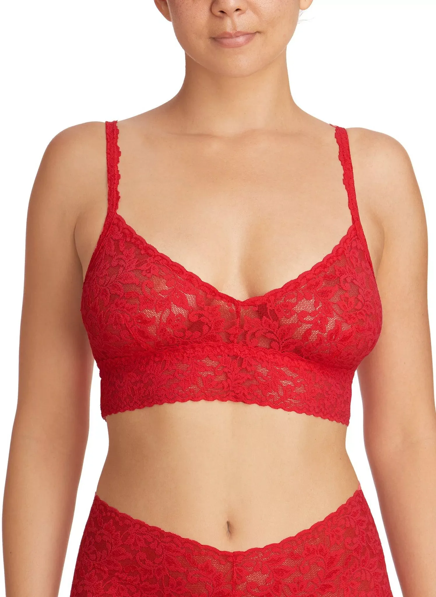 Hanky Panky Women's V-Neck Retro Lace Bralette - Red, S