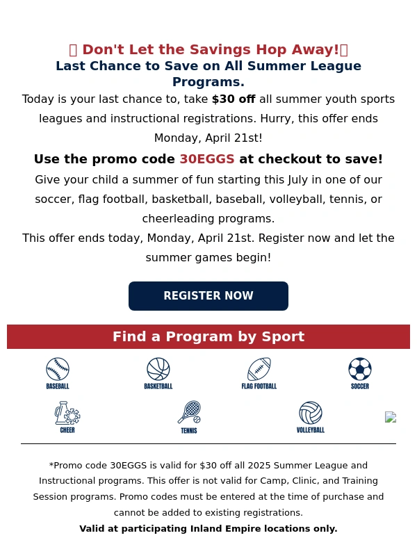 i9 Sports - ? Don't Let the Easter Savings Hop Away!