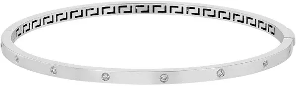 Borsheims Flush Set Diamond Station Bangle Bracelet in White Gold