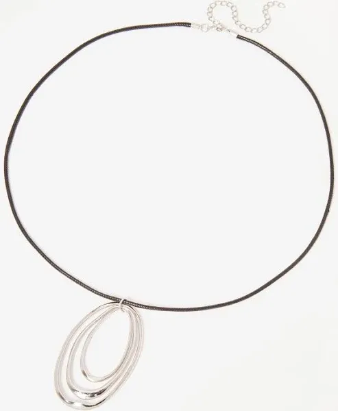 Ashley Stewart Plus Size Corded Silver Ring Necklace
