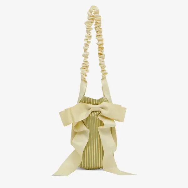 Gohar World Green & Beige Demi-Baguette Bag