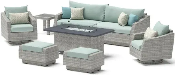 Cannes 8 Piece Sunbrella Outdoor Motion Fire Set