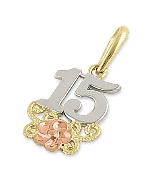 14K Gold Sweet 15 Pendant