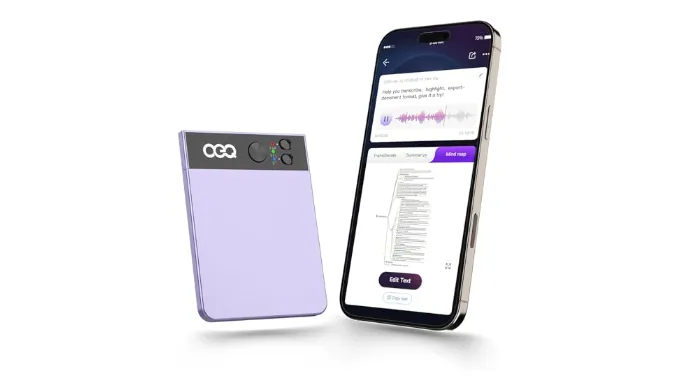 OEQ AI Voice Recorder,64GB AI Speech Processor with Simultaneous Interpretation & Real-timeTranscription Powered by ChatGPT 4.5 with App Control for Students/Creatives/Journalist in Meetings (Purple)