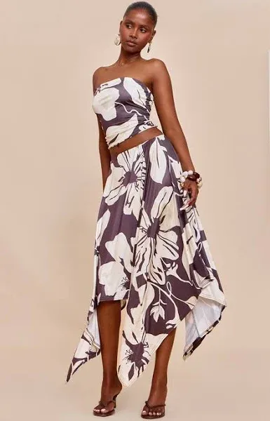 Floral Print Slinky Maxi Skirt