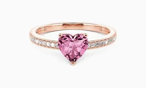 Harbor of Love" 0.8ct Heart Cut Side Stone Engagement Ring