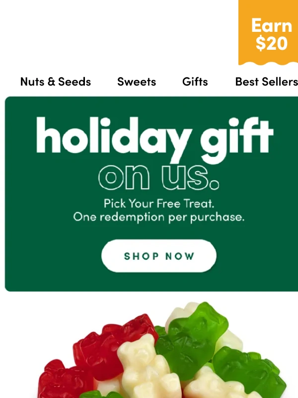 Nuts.com - HOLIDAY GIFT ON US ENDS TODAY!