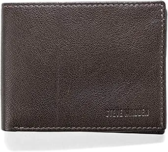 Steve Madden Men's Slim Leather Wallet with Extra Capacity Attached Flip Pockets