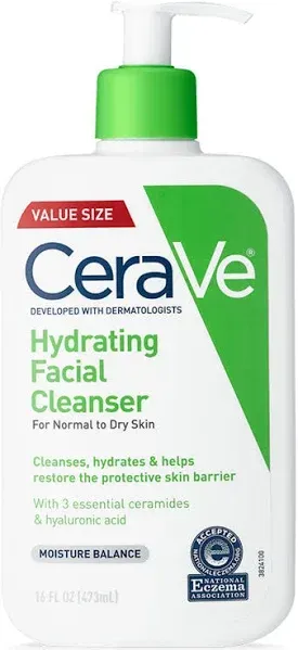 CeraVe Hydrating Facial Cleanser, Normal to Dry Skin, 12 fl. oz., 2 pk.