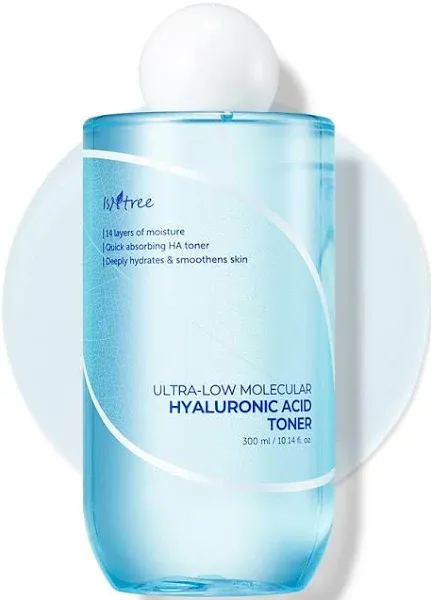 ISNTREE - Ultra-Low Molecular Hyaluronic Acid Toner, 300ml, Vegan, Fragrance-Free