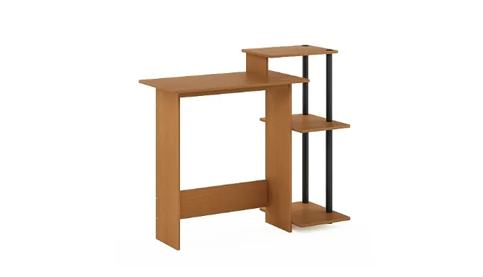 Furinno Efficient Home Laptop Computer Desk w/ Square Shelves (Light Cherry/Black)