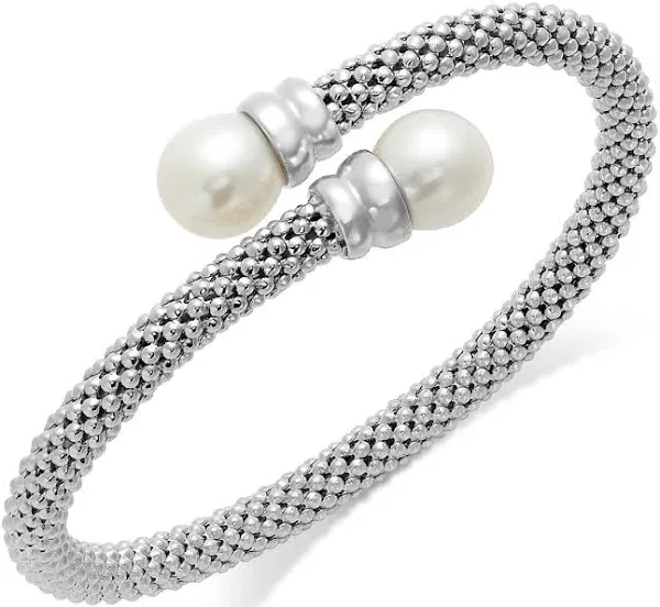 Macy's Sterling Silver Cultured Freshwater Pearl Bypass Bangle Bracelet