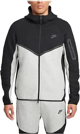 Nike Tech Men's Full-Zip Windrunner Hoodie (HV0949-011, Black/Dark Grey Heather/Black)