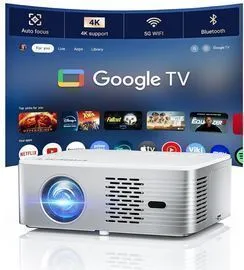 Google TV Projector 4K Support – CIBEST Smart Projector with WiFi 6 and Bluetooth, Outdoor Movie Proyector Full-Sealed Optical Engine 1000 ANSI Home Ceiling Projector with Autofocus, Streaming Apps