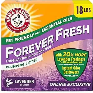 Arm & Hammer Forever Fresh Clumping Cat Litter Lavender, MultiCat 18lb with 20% More Lavender Freshness, Pet Friendly with Essential Oils