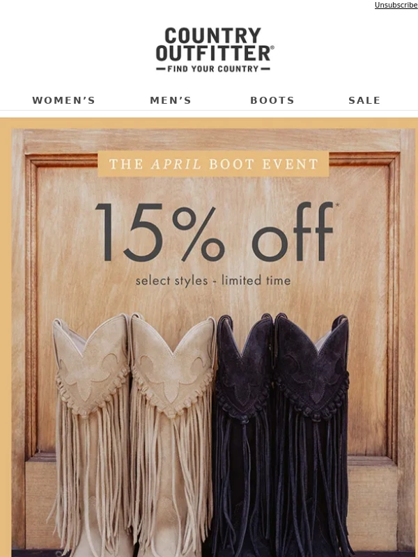 Country Outfitter - Save On Spring’s Best Boots