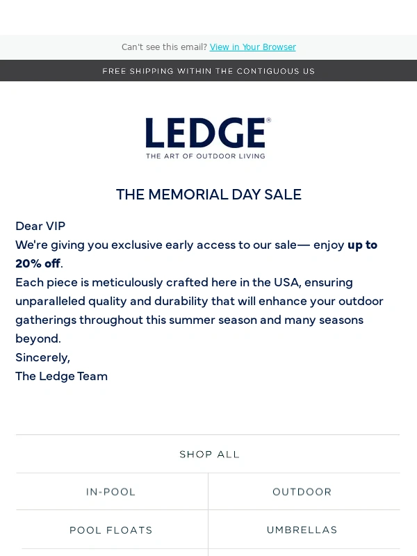 Ledge Lounger - Exclusive VIP Savings: Up to 20% Off