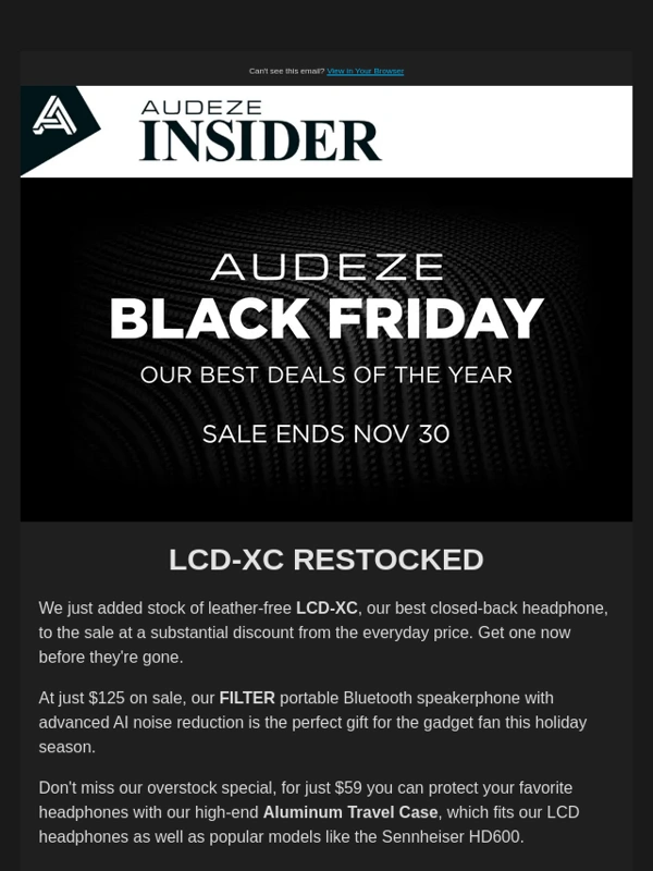 Audeze - Don't Miss Audeze's Black Friday B-Stock Sale - Restocked with LCD-XC