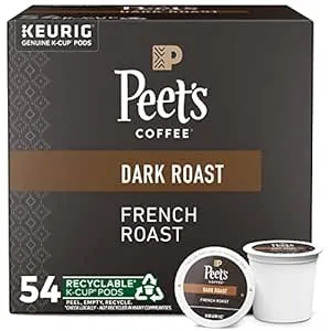 Peet's Coffee - Dark Roast Keurig K-Cup Pods, French Roast, 54 Count, 1 Box of 54 K-Cup Pods