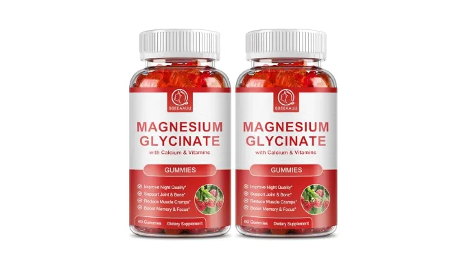 2 Pack Magnesium Glycinate Gummies for Women & Men – Calcium Gummies, Magnesium Supplement Complex with Malate, Potassium – Sugar Free