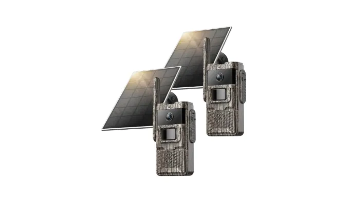TKENPRO 4G LTE Cellular Trail Cameras 2 Packs Unlimited Data Plan Solar Trail Cameras Built in SIM Card Game Camera IP65 Waterproof Security Camera with 2K Live Video, No Glow Night Vision