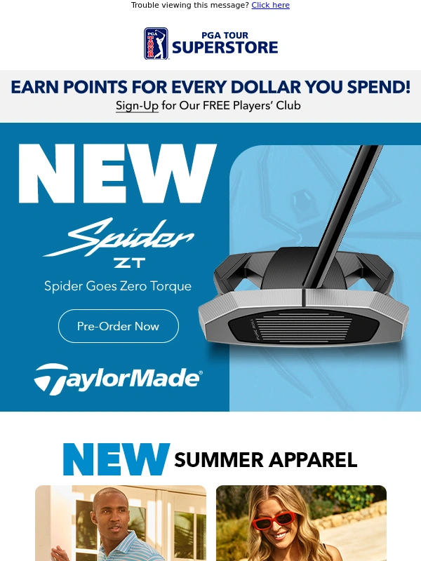 PGA TOUR Superstore - Pre-Order the NEW Spider ZT Putter Today!