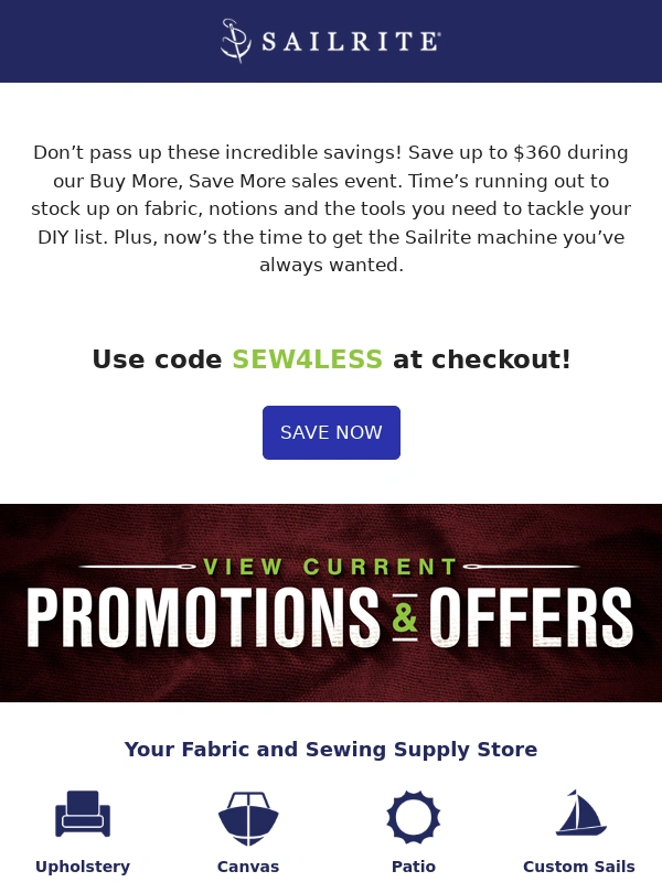 Sailrite - Save up to $360 PLUS Free Shipping!